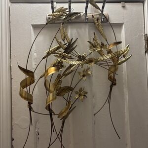 Mid-Century Brass‎ Wheat Decorative Wall Accent Pieces set Of Five